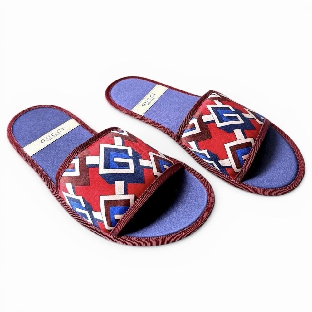 NEW GUCCI Women's Silk Slides Shoes Size M